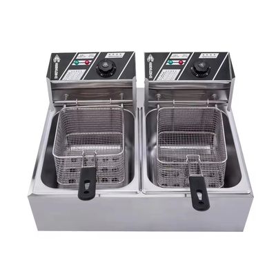 Frittatrice elettrica a doppio cesto a controllo pulsante per friggere contemporaneamente in cucine occupate